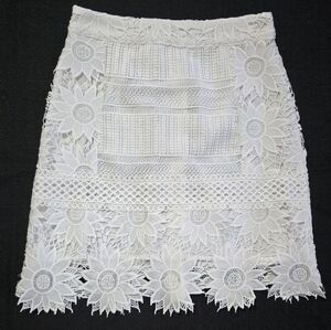 Topshop White Floral Lace Pencil Skirt